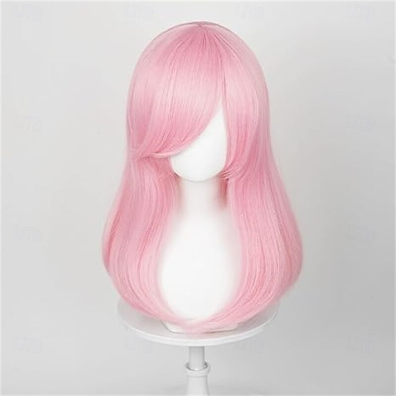 Baby Pink Cosplay Wig for Woman Men for Long Straight Cosplay Wig with Bangs for Anime Heat Resistant Hair for Party and Halloween Costume Christmas Synthetic Hair2