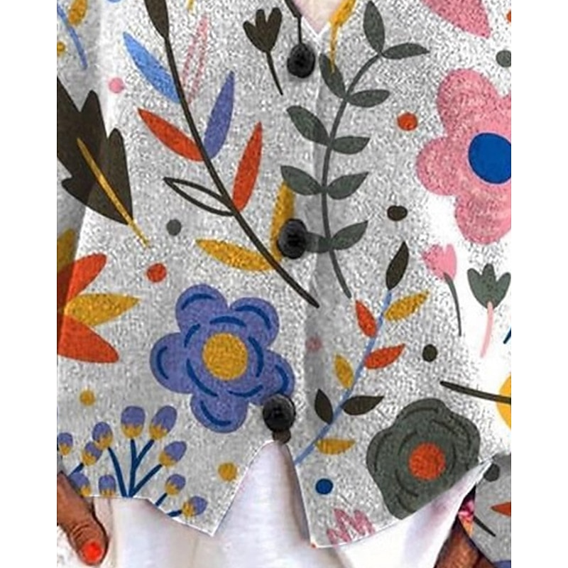 Women's Sweater Cardigan Fashion Streetwear Daily Floral Ribbed V Neck Knitted Print Long Sleeve Regular Tops Knit Holiday Going out Weekend Blue Dark Blue Fall Winter4