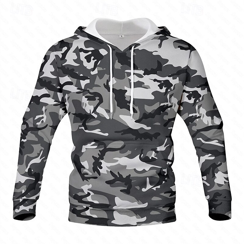 Men's Hoodie Red Royal Blue Blue Brown Green Hooded Camouflage Drawstring Sports & Outdoor Daily Holiday Streetwear Basic Casual Fall Winter Clothing Apparel Hoodies Sweatshirts4