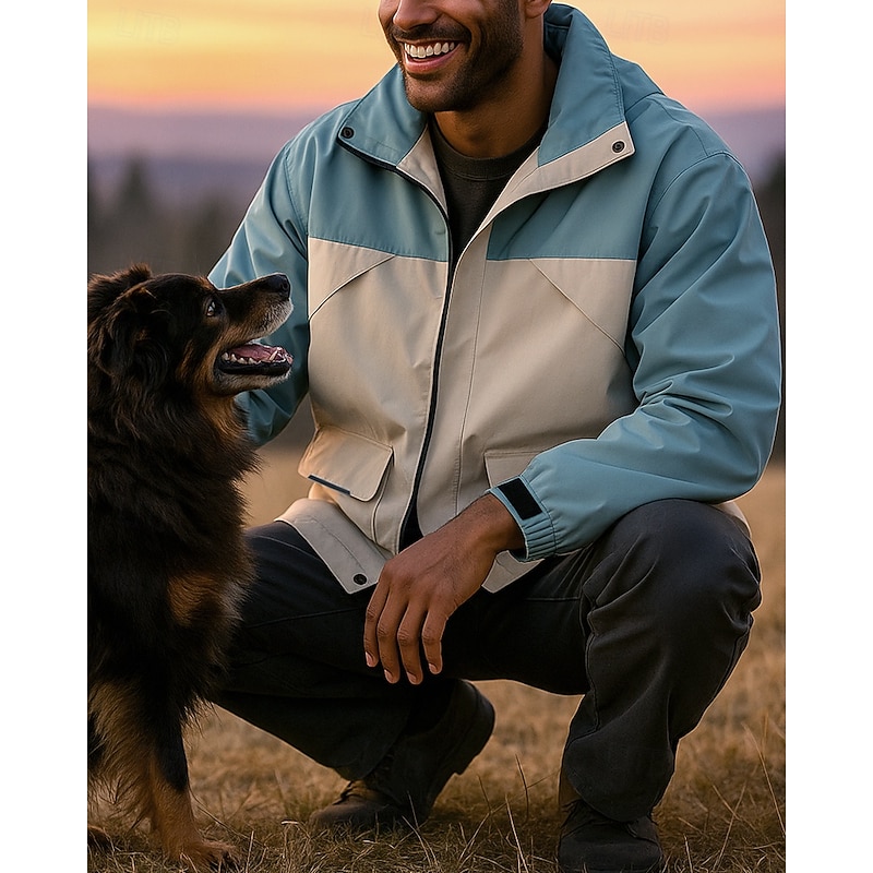 Men's Women's Unisex Windbreaker Softshell Jacket Hiking Jacket Outdoor Waterproof Windproof Hiking Outfits Hiking Clothes Spring Autumn / Fall Jacket Hunting Climbing Running Patchwork Brown Light