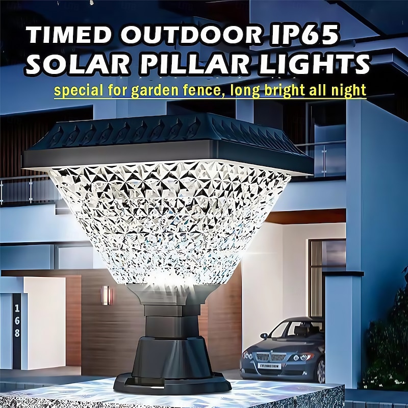 Remote Control Timed Solar Led Outdoor Lighting Pillar Light Ip65 Led Garden Solar Lamp Dimming Rgb Warm Light White Light Neutral Light Solar Lantern Sunlight Solar Lights Outdoor  1PC4