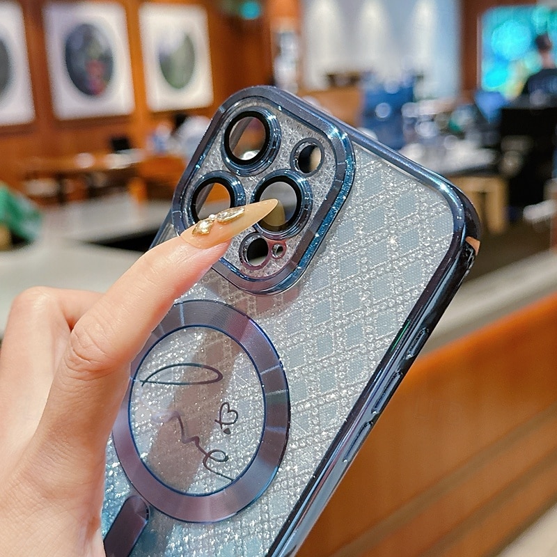 Phone Case For iPhone 17 Pro Max 17 Air 16 15 14 Pro Max Plus 16e 13 Pro Max Back Cover Support Wireless Charging Non-Yellowing Bling Glitter Shiny Color Gradient4