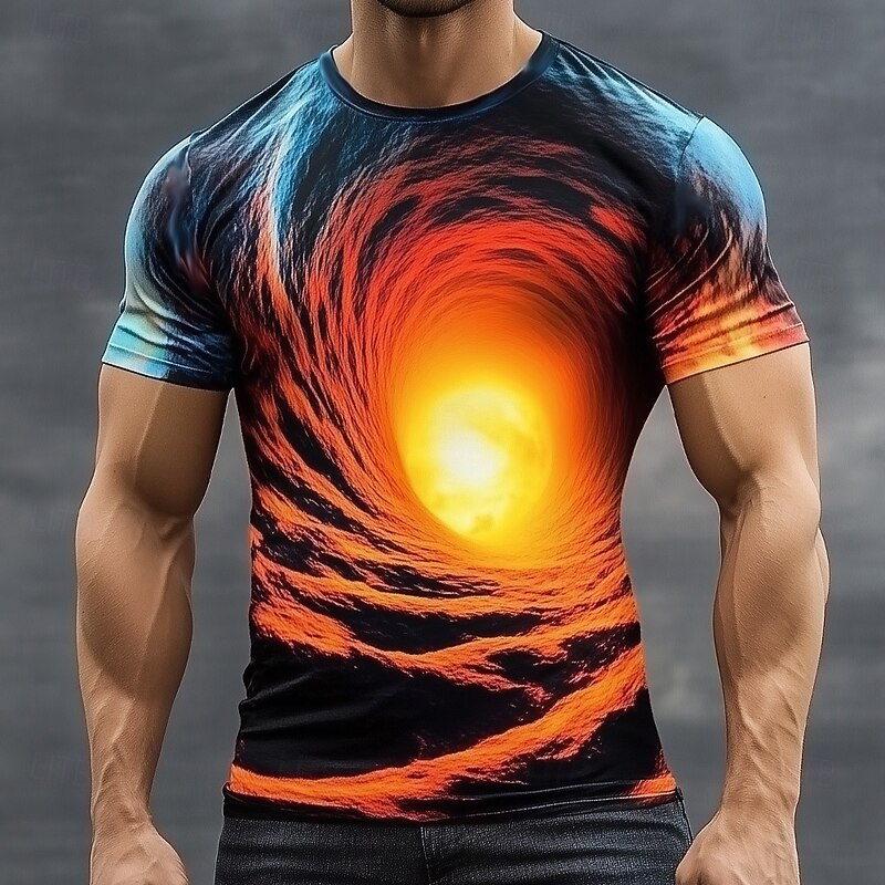 Men's Optical Illusion Abstract 3D T Shirt Short Sleeve T shirt 3D Print Crew Neck Shirt Exaggerated Designer Party Street Casual White Yellow Red Summer Spring All Seasons Clothing Apparel S M L XL3