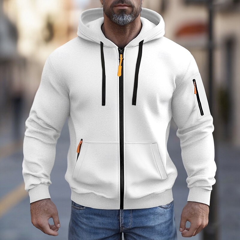 Men's Hoodie Full Zip Hoodie Fleece Hoodie Tactical Hoodie Black White Army Green Red Burgundy Hooded Plain Zipper Sports & Outdoor Casual Daily Streetwear Cool Sportswear Winter Clothing Apparel2