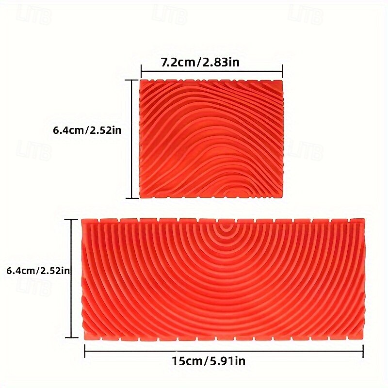 2pcs Wood Grain Effect Rubber Stamps for DIY Painting - Craft & Home Decor Tools2