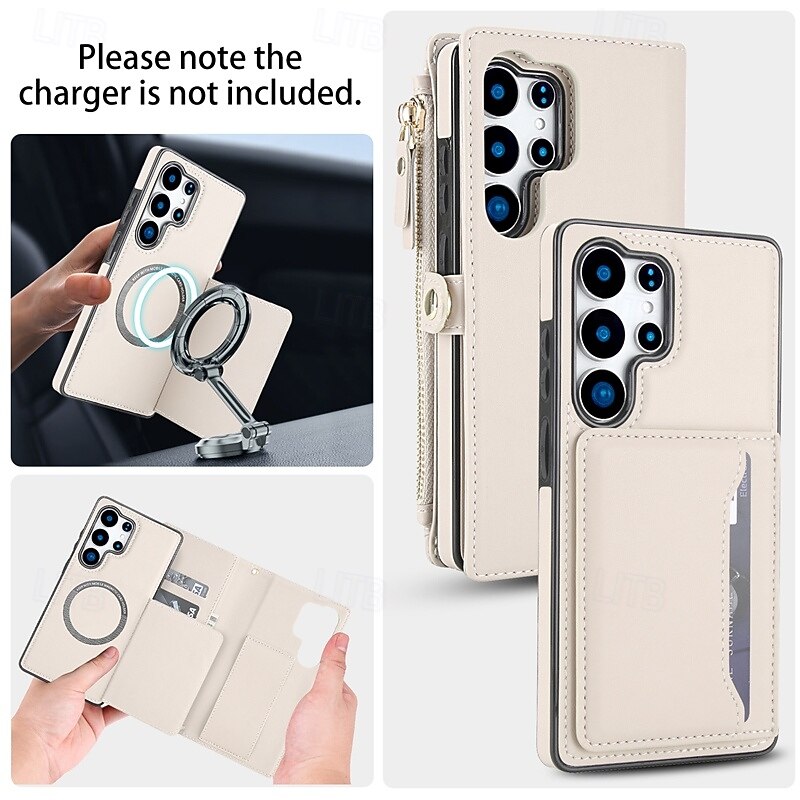 Phone Case For Samsung Galaxy S25 S25 Edge S24 S24 FE S23 Ultra Plus S22 Plus  Ultra A16 A55 5G A35 5G A15 Wallet Case Zipper with Lanyard Card Slot Retro TPU PU Leather4
