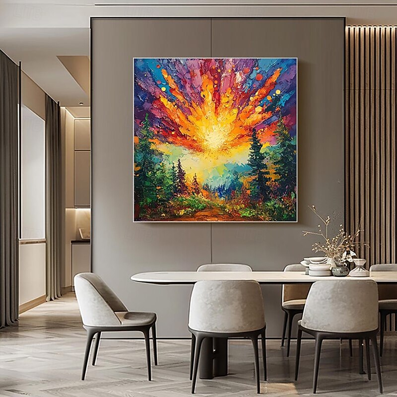 Handmade Oil Painting Wall Art Decoration Hand Painted Modern Abstract Sunrise Landscape for Home Decor Stretched Frame Hanging Painting/Rolled Canvas (No Frame)3