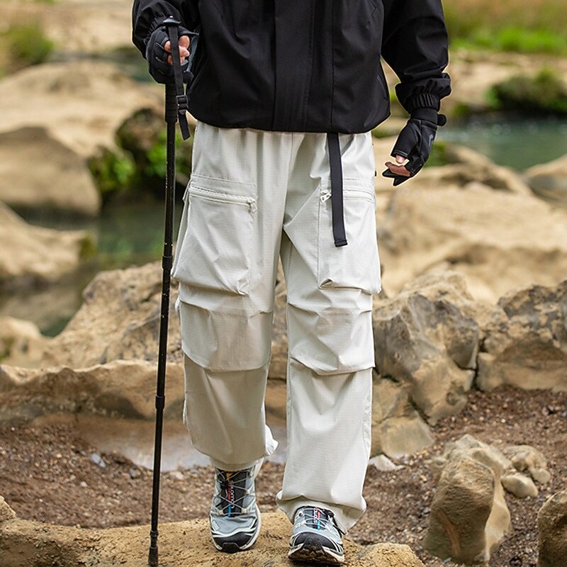 Men's Cargo Pants Hiking Pants Trousers Hiking Rain Pants Waterproof pants Winter Outdoor Regular Fit Waterproof Windproof Bottoms Pocket Black White Camping / Hiking Running S M L XL3
