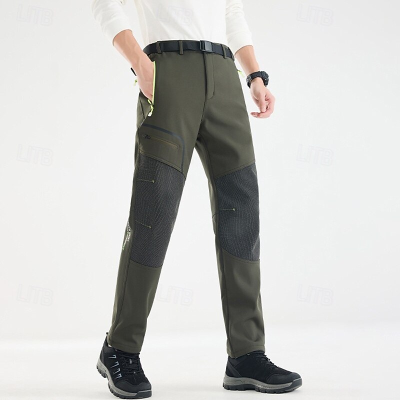 Men's Cargo Pants Hiking Pants Trousers Hiking Rain Pants Fleece Pants Winter Outdoor Regular Fit Waterproof Windproof Bottoms Pocket Black Army Green Camping / Hiking Running M L XL XXL XXXL
