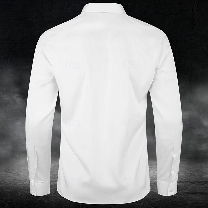 Halloween Men's Blood Splatter Fingerprint Blood stains Shirt Button Up Shirt Long Sleeve Dark Punk Gothic Style Holiday Streetwear Summer Spring Turndown 3D Print Collared Shirts White2