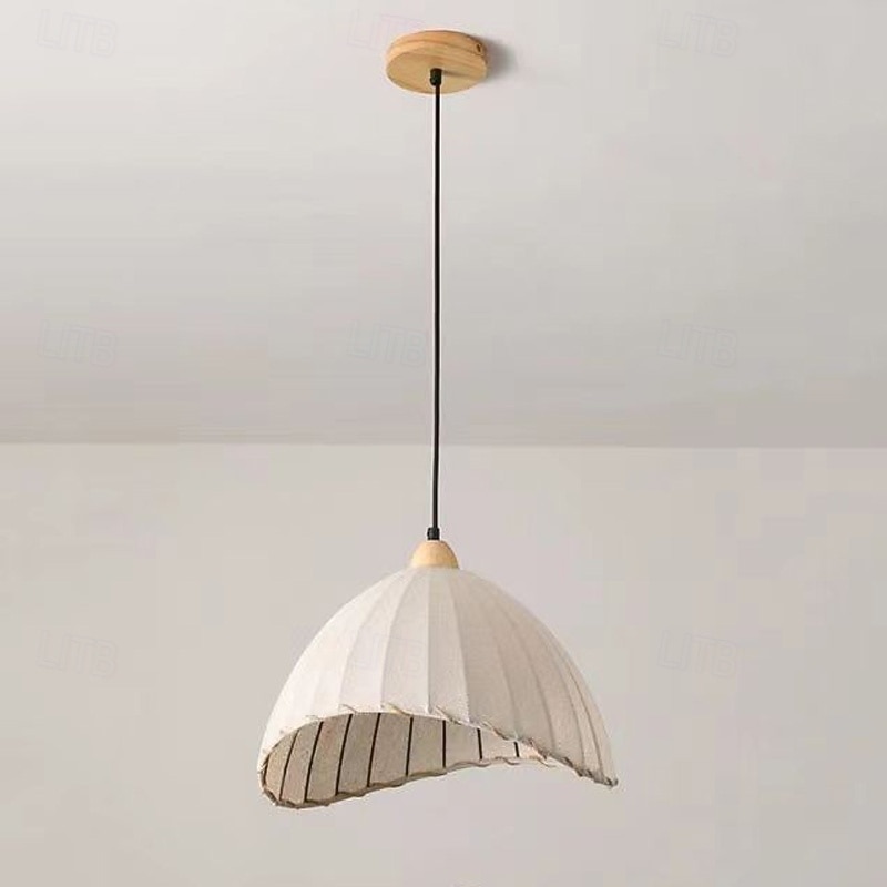 Country Nature Inspired Pendant Light, Fabric Material, 20cm Height, Warm White/White Light, E26 E27, Adjustable Chain3