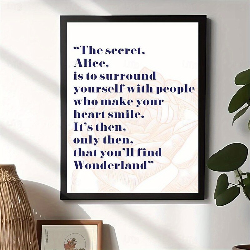 1pc Wonderland Alice Quote Art Print Canvas Poster - Frameless Art Deco Classic Modern Ink Painting for Home Office Bathroom Living Room Bedroom Restaurants - Indoor Outdoor Alphabet Letter Print2