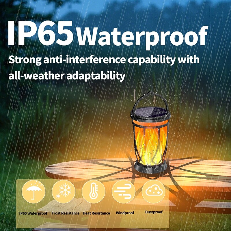 1 Pc Outdoor Waterproof Solar Flashing Flame Lantern 28 LED Beads Courtyard Garden Lawn Path Terrace Hanging Lamp Pendant Light Halloween Christmas Party Decoration Light Landscape Light3