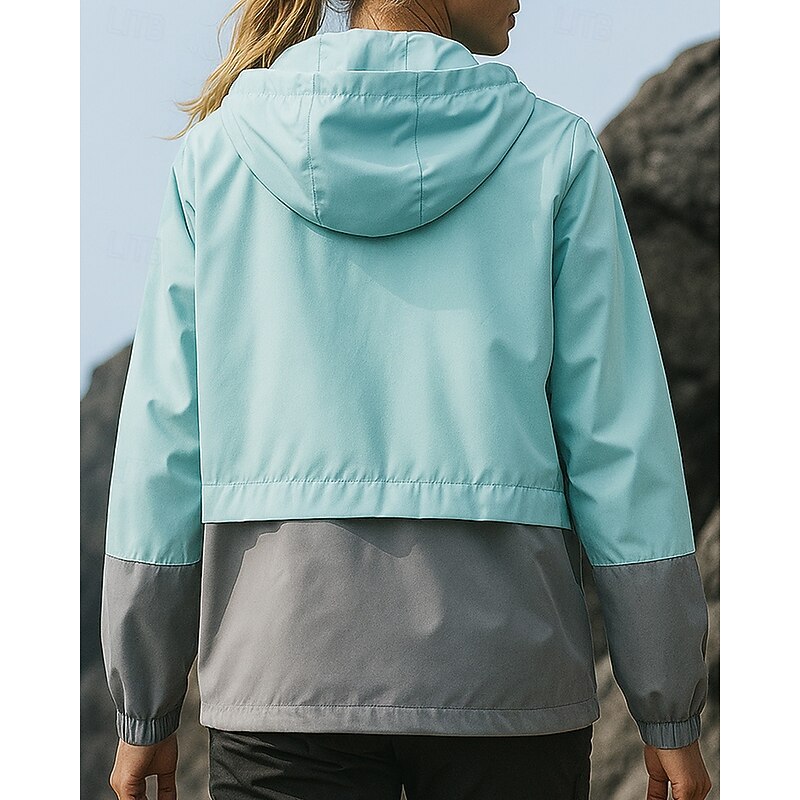 Women's Hiking Jacket rain coat Outdoor Waterproof Windproof Hiking Outfits Hiking Clothes Spring Autumn / Fall Top Camping / Hiking / Caving Running Patchwork Pink Blue Dark Blue2