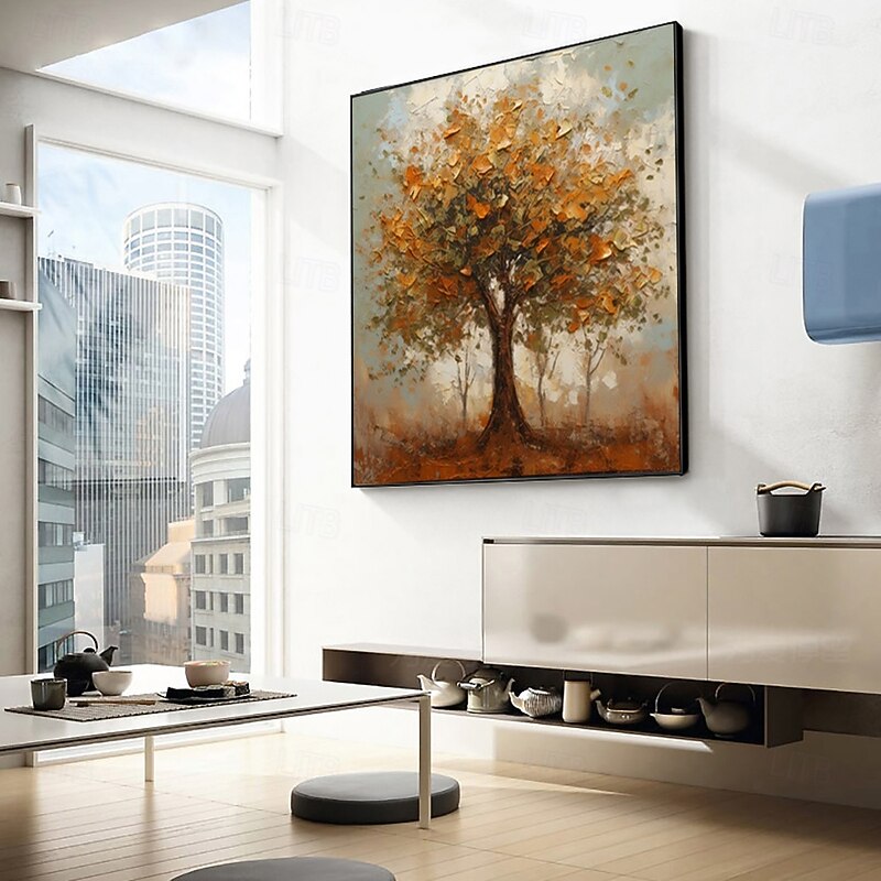 Handmade Oil Painting Canvas Wall Art Decoration Modern Abstract Golden Tree Landscape for Home Decor Stretched Frame Hanging Painting/Rolled Frameless Unstretched Painting4