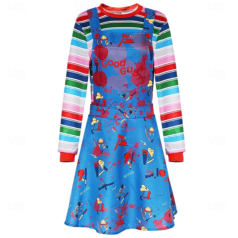 Chucky Scary Doll Halloween Dress T-shirt Horror Scary Costume Adults' Women's Halloween Carnival Performance Party Easy Halloween Costumes Dress Up