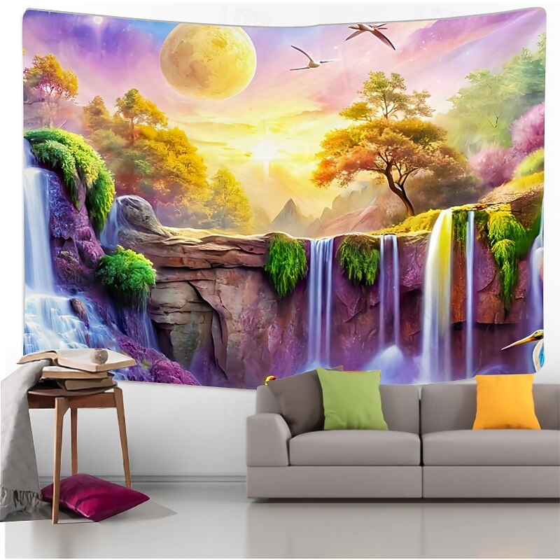 Fall Autumn Landscape Pattern Tapestry Wall Hanging Tapestry waterfall pattern Wall Carpet Wall Art Wall Decoration Tapestry Wall Decoration3