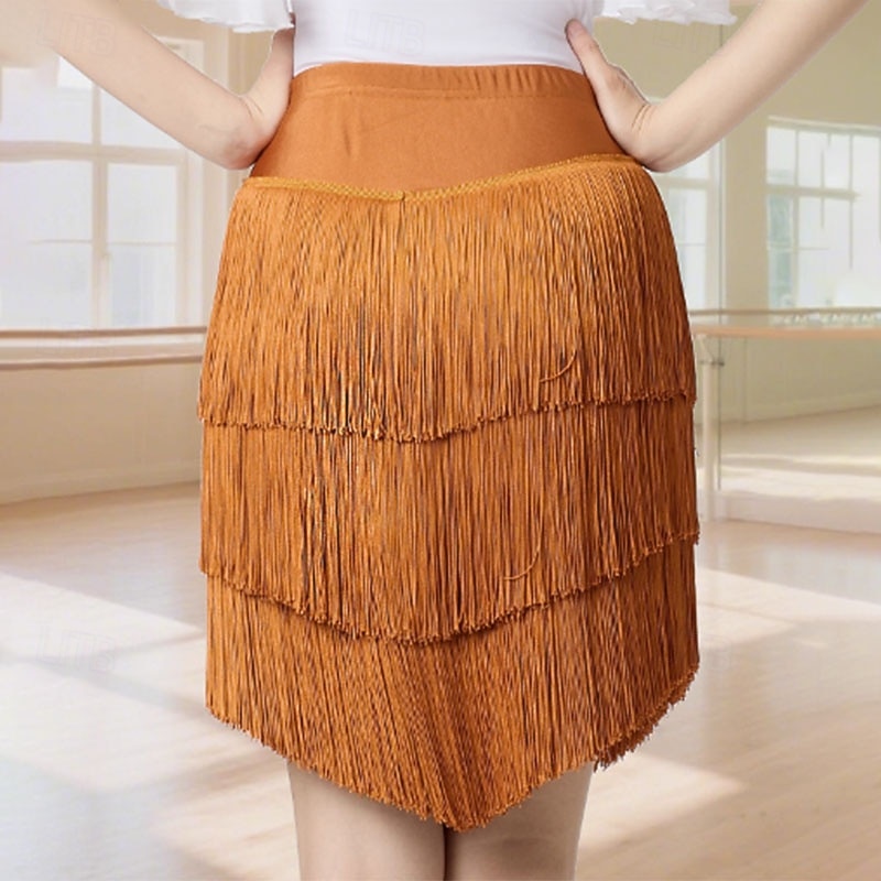 Latin Dance Skirts Tassel Women's Performance Daily Wear High POLY2