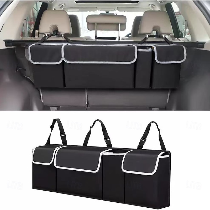 Car Trunk Organizer Large Capacity with Multi-Pockets, Universal Backseat Storage Bag Made of Durable 600D Oxford Fabric for SUV, Truck, Car Accessories