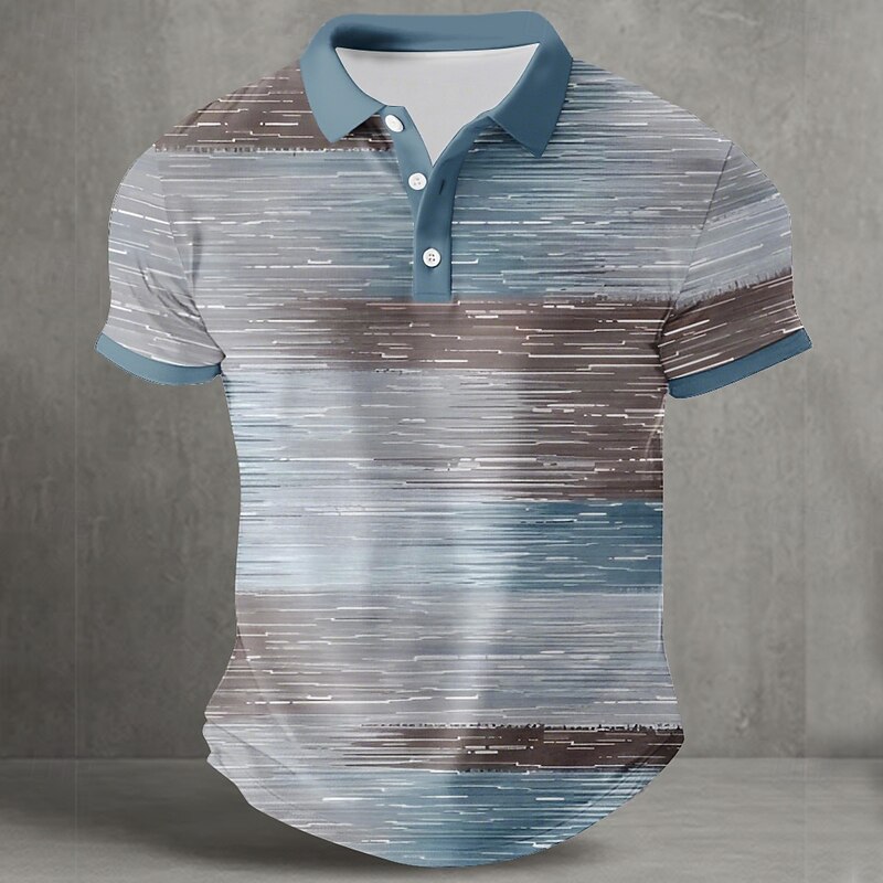 Men's Abstract Geometic Polo Short Sleeve Polo Shirts Collared Shirts Casual Street Athleisure Daily Wear Buttons Summer Yellow Blue Green2