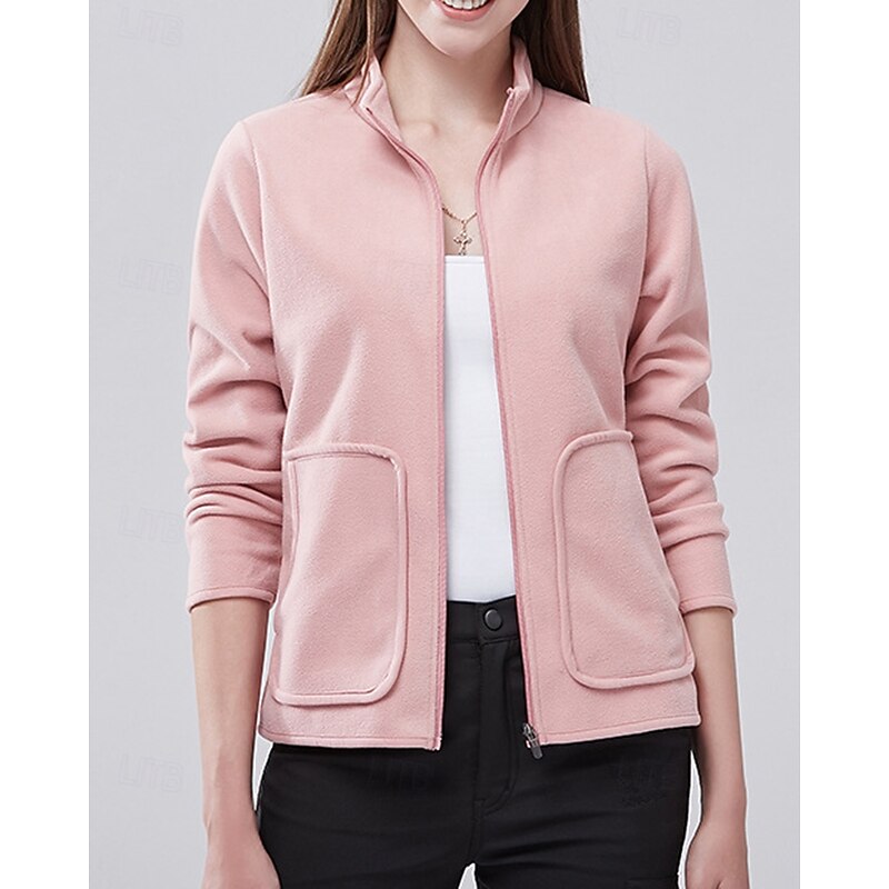 Women's Hiking Jacket Fleece Jacket Winter Outdoor Thermal Warm Top Black White Pink Green4