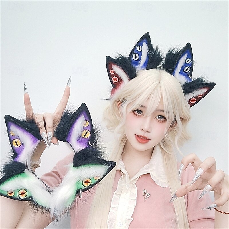 Cthulhu Demon Headband with Fox, Wolf, and Beast Ears – Halloween Cosplay Accessories, Punk Dark Fantasy Ears for Party, Convention, and Role Play2
