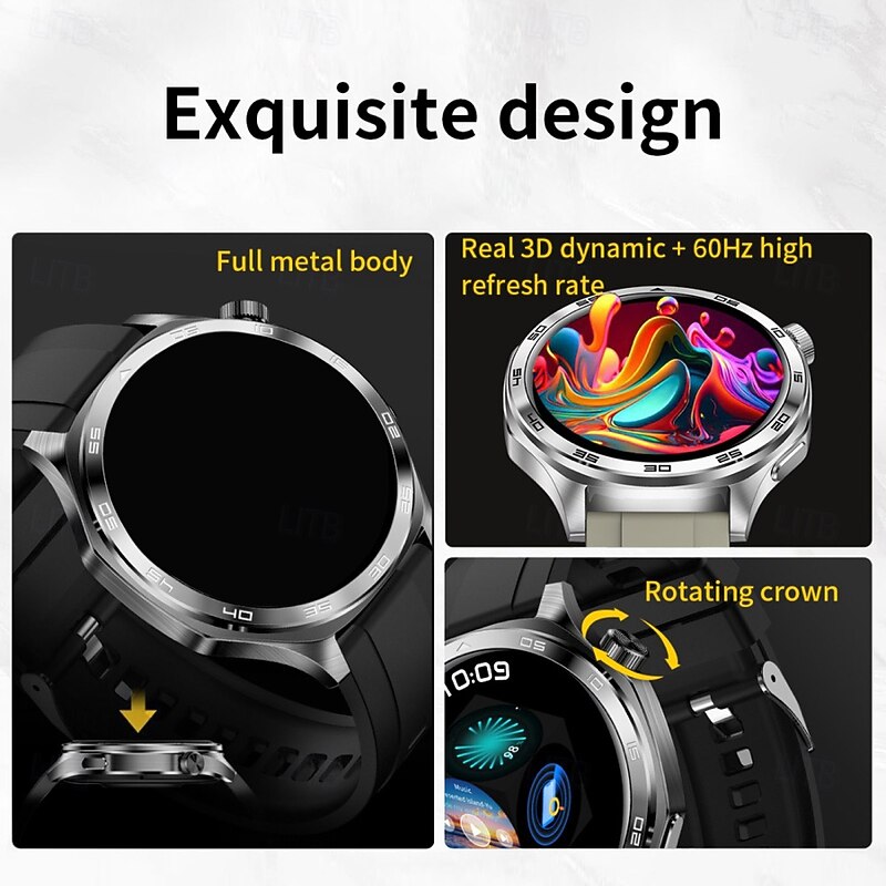 Smart Watch 1.46 inch Smartwatch Fitness Running Watch Bluetooth Pedometer Call Reminder Activity Tracker Compatible with Android iOS Men Long Standby Waterproof Media Control IP 67 22mm Watch4