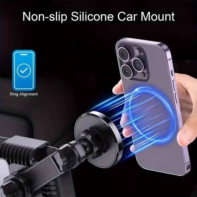 360-degree Rotating Magnetic Phone Holder For Tesla Vehicles With Silicone Protection And Anti-shake Abs Material Holder4