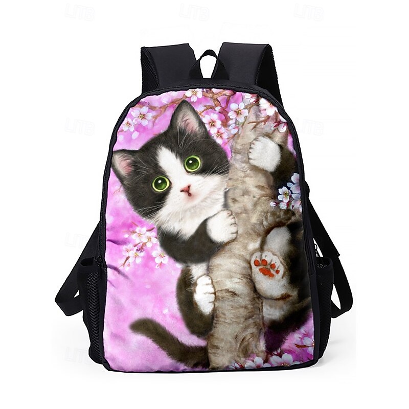 3-Piece Kids Cat Backpack Set by Kayomi Harai– Cute School Bag with Lunch Bag and Pencil Case, Insulated Compartment and Large Capacity for Girl's Elementary School, Travel, or Picnic Use4