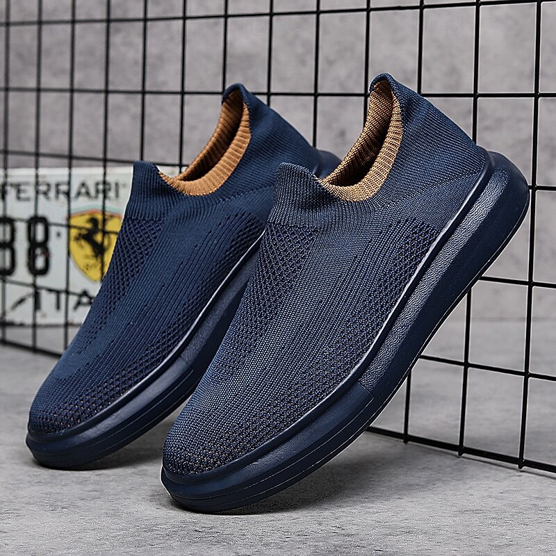 Men's Slip-On Knit Walking Sneakers – Lightweight Breathable Casual Shoes for Travel, Gym & Daily Wear2