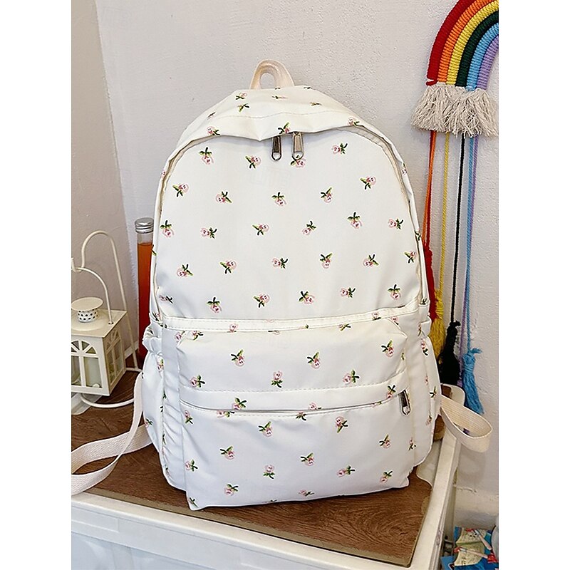 Floral Print Canvas Backpack for Women – Lightweight Casual School Bag with Spacious Interior, Vintage Style Daypack for Teen Girls and College Students