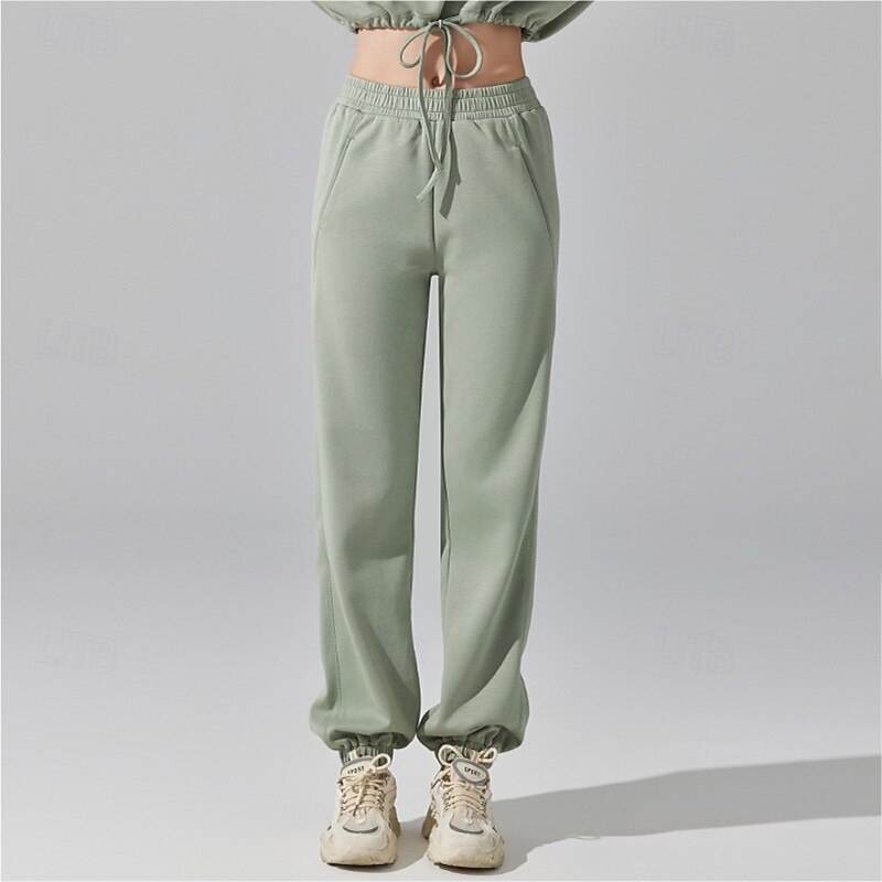 Women's Outdoor Pants Jogger Sweatpants Lounge Bottoms High Waist Gym Workout Fitness Bottoms Solid Color Black Purple Green Fall Sports Activewear2