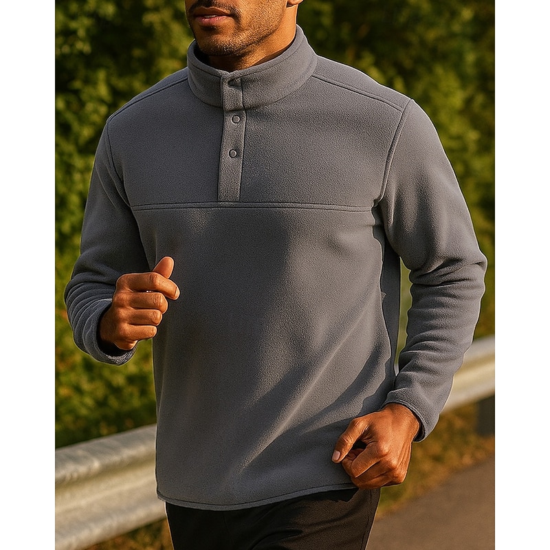 Men's Running Top Sports Sweatshirt Long Sleeve Top Athleisure Solid Colored Thermal Warm Gym Workout Running Sportswear Activewear Black Blue Khaki