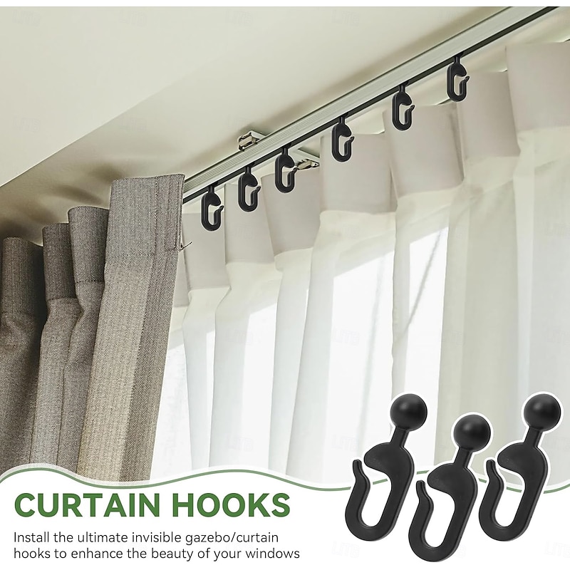 50PCS Heavy Duty Waterproof Plastic Curtain Hooks Invisible Curtain Track Hooks for Outdoor Gazebo Canopy Home Hotel Supplies2