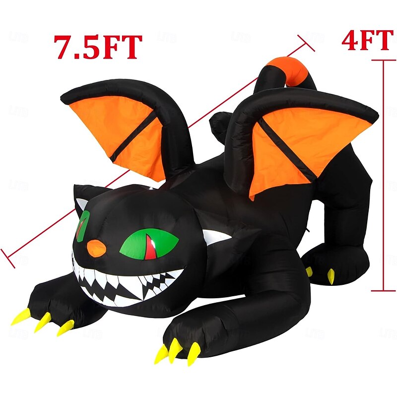 1 Pc 1.8M Halloween Light Red Eyes Black Cat Inflatable Air Model Indoor and Outdoor Courtyard Garden Lawn Path Party Atmosphere Decoration Light3