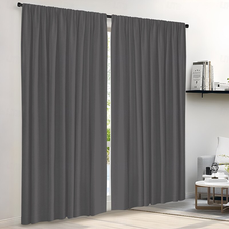 Curtain Drapes Minimalist Solid Color Long Curtains Modern Drapes for Bedroom, Living Room, or Balcony  Light Blocking  Dropship Support4