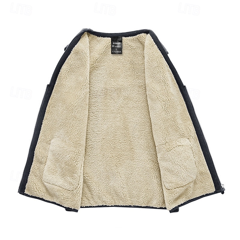 Men's Hiking Vest Fleece Vest Thermal Vest Sleeveless Vest Outdoor Thermal Warm Winter Pocket Polyester Black Grey Hunting Fishing Climbing3