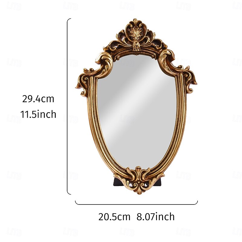 Vintage European Gold Ornate Decorative Mirror, Irregular Shaped Resin Mirror for Wall or Tabletop Display, Classic Baroque-Style Vanity Mirror for Home Wall or Makeup Table Decor2