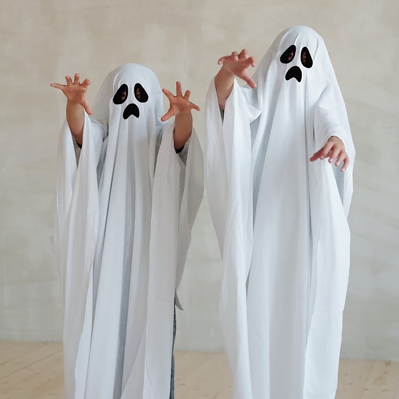 White Sheet Ghost Halloween Cape Costume Horror Scary Costume Kid's Adults' Unisex Halloween Carnival Performance Party Easy Halloween Costumes Dress Up4