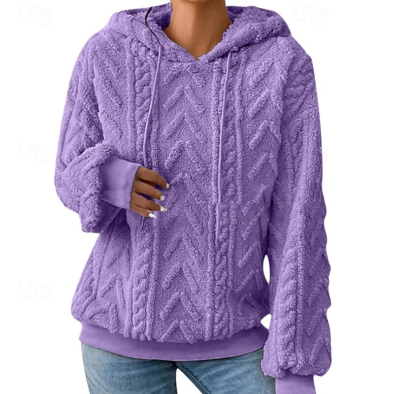 Women's Pullover Hoodie Sweatshirt Hoodies Plain Casual Long Sleeve Hooded Regular Tops Street Holiday Going out Red Purple Khaki Fall Winter3