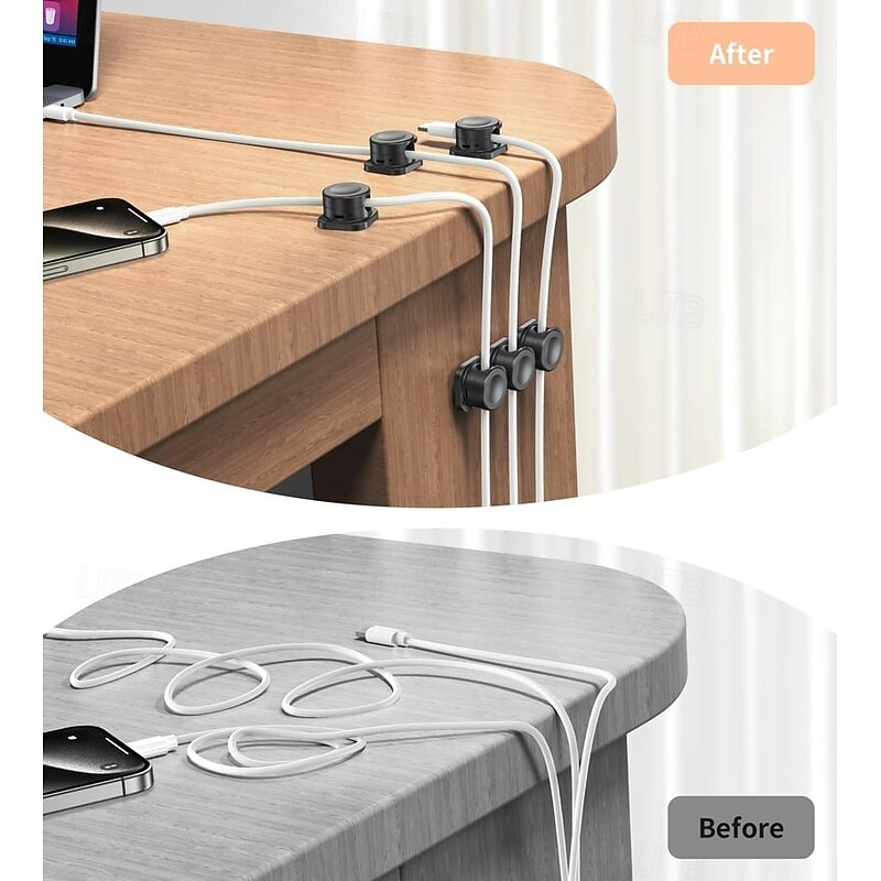 12 Pcs Magnetic Cable Clips Desktop Cord Organizer Car Wire Holder Charging Cable Management Clips for USB Headphones Phone Charger Plug Cord Keeper3