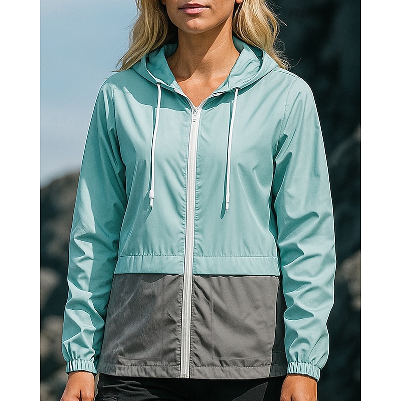 Women's Hiking Jacket rain coat Outdoor Waterproof Windproof Hiking Outfits Hiking Clothes Spring Autumn / Fall Top Camping / Hiking / Caving Running Patchwork Pink Blue Dark Blue