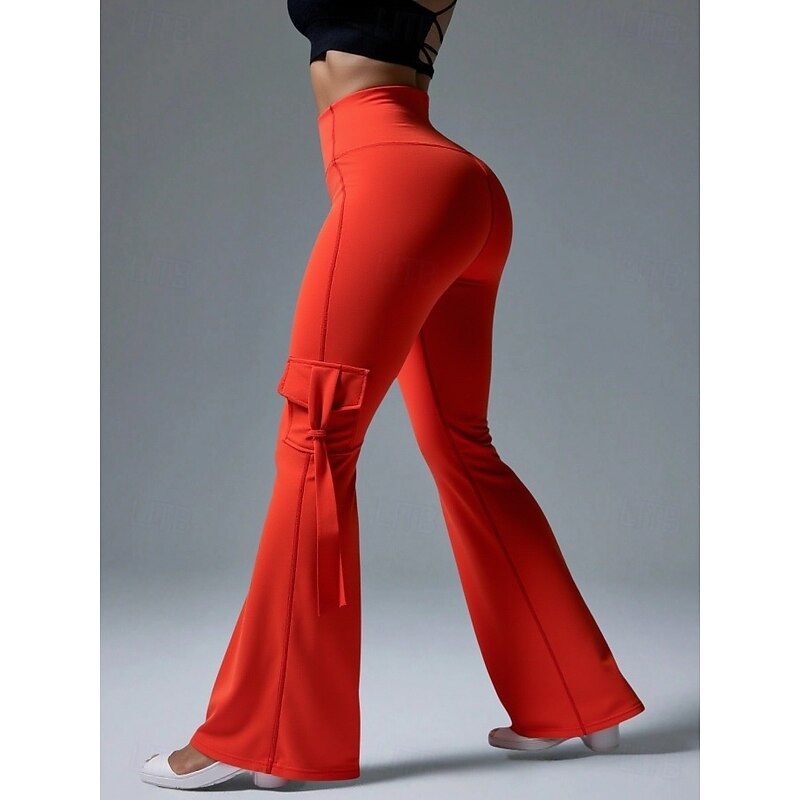 Women's High-waisted Peach Sculpt Yoga Butt Lifting Athletic Leisure Quick-Dry Flared Utility Pocket Leggings3