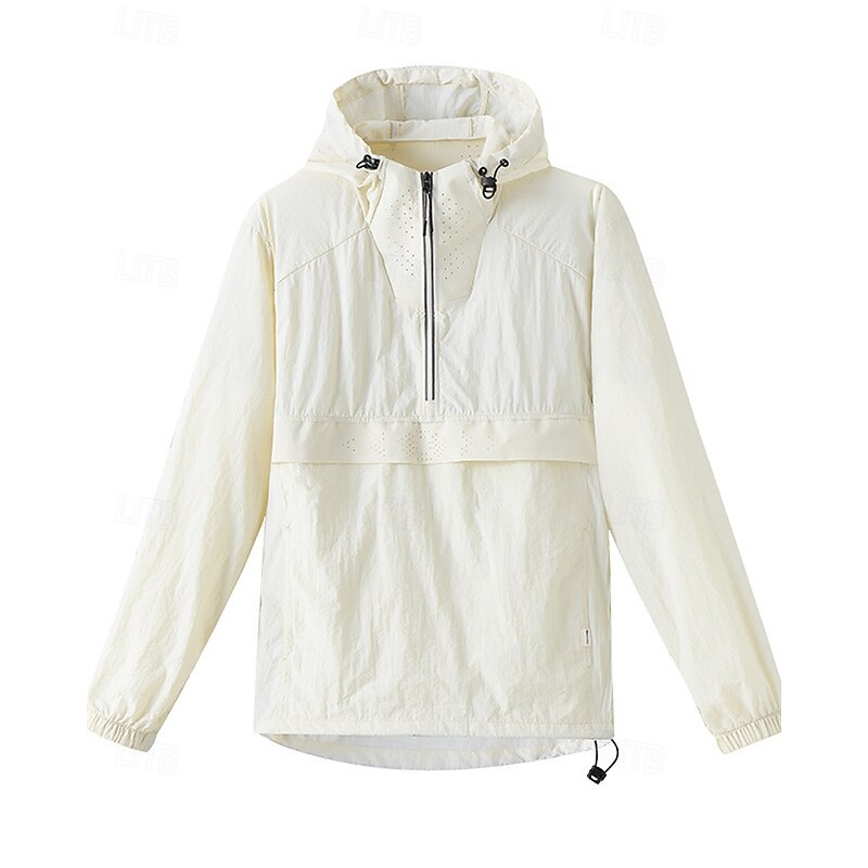 Men's Running Jacket Outdoor Jacket Hooded Jacket Drawstring Pocket Long Sleeve Top Athleisure Solid Colored Sun Protection Windproof Moisture Wicking Breathable Fishing Hiking Running Sportswear4