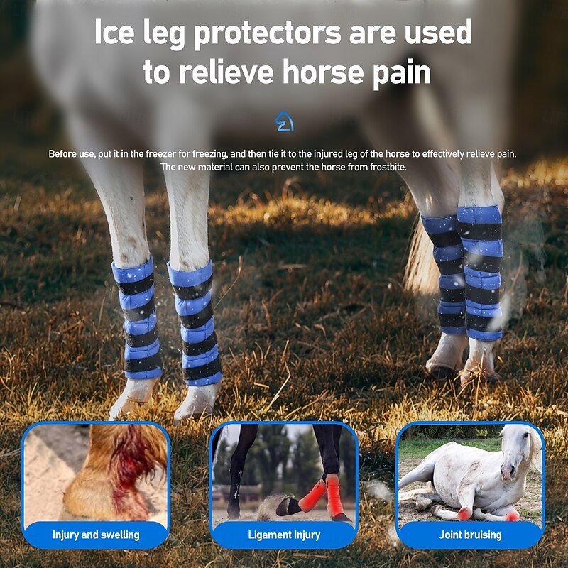 1pc Reusable Polyester Horse Leg Ice Pack - Cooling Knee and Full Leg Wrap for Injury Recovery and Muscle Relaxation - Horse Supplies4