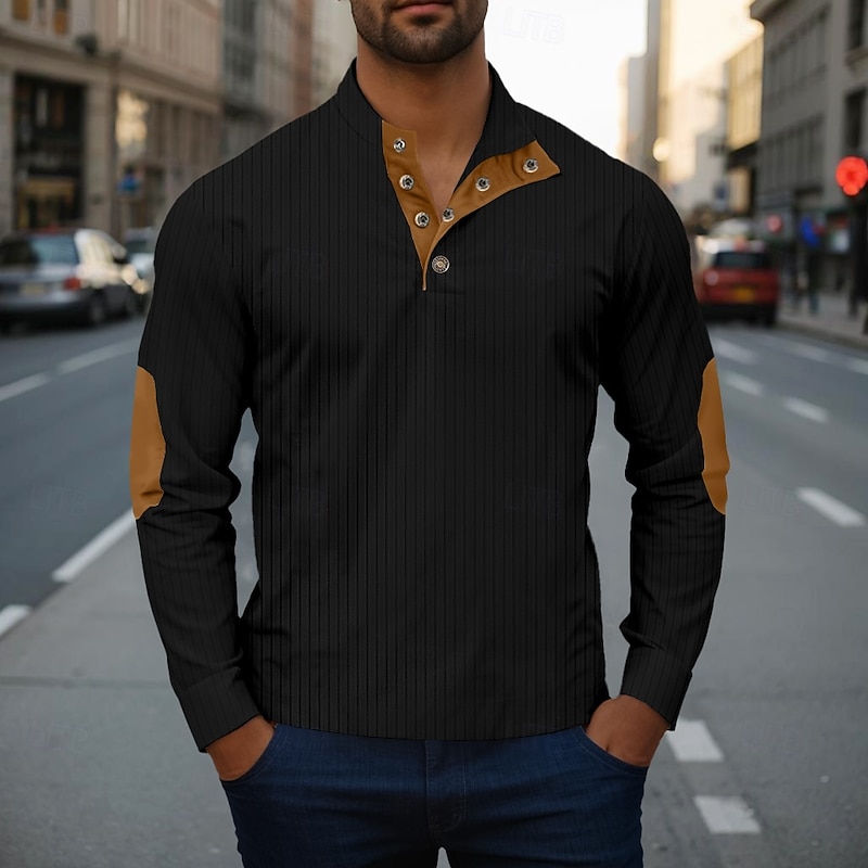 Men's Sweatshirt Button Up Hoodie Black White Army Green Khaki Gray Standing Collar Plain Color Block Sports & Outdoor Casual Daily Streetwear Cool Sportswear Spring &  Fall Clothing Apparel Hoodies3