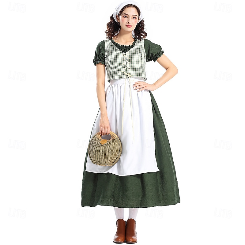 19th Century 1800s Old West Prairie Dress Pioneer Fancy Dress Women's Halloween Carnival World Book Day School Event Dress Up Historical reenactment Adults Dress Apron3