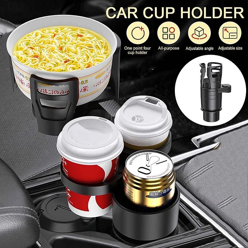 4 in 1 Multifunctional Universal Insert Car Cup Holder Double Layer Drink Organizer for Vehicle Interior Water Bottles Coffee Mugs Cans and Accessories Storage