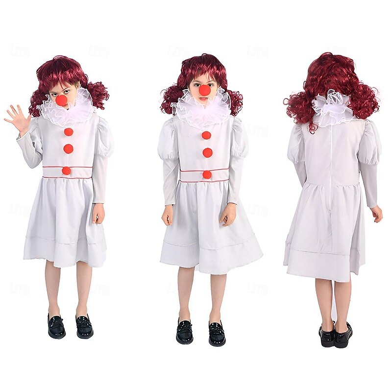 Clown Pennywise Halloween Dress Halloween Group Couples Costumes It Horror Scary Costume Kid's Adults' Men's Women's Boys' Halloween Carnival Performance Party Easy Halloween Costumes Dress Up4