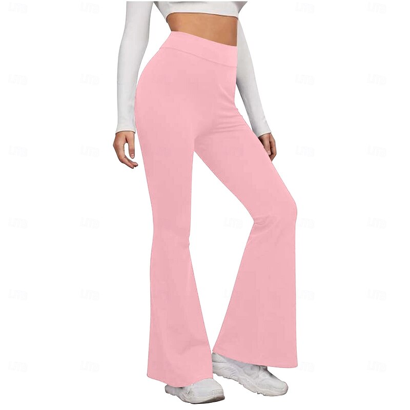 Women's Wide Leg Chinos Casual Calf-Length Natural Plain Wide Leg Comfy Breathability Casual Daily Black White Yellow Pink Spring Fall Regular Fit2